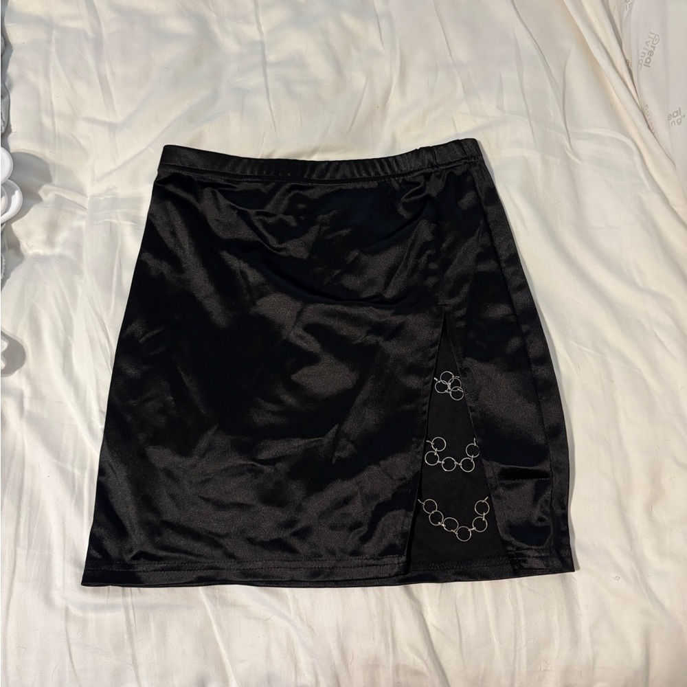 Elegant Black Satin Skirt